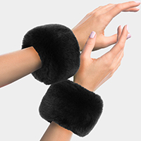 Rabbit Fur Wrist Cuff Arm Warmer Gloves