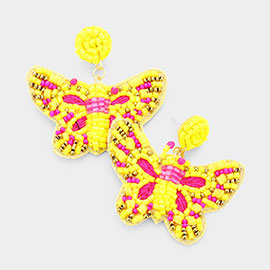 Felt Back Multi Bead Butterfly Earrings