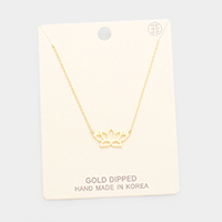 Gold Dipped Metal Lotus Pendant Necklace