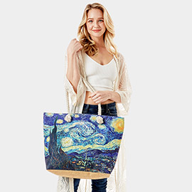 The Starry Night by Vincent Van Gogh Print Beach Tote Bag