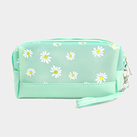 Daisy Flower Print Cosmetic Pouch Bag