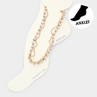 Tennis Chain Draped Metal Ball Anklet