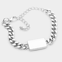 Metal ID Bar Accented Bracelet
