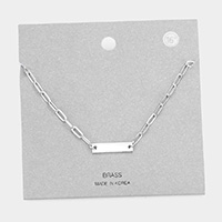 Brass Metal Bar Pendant Necklace