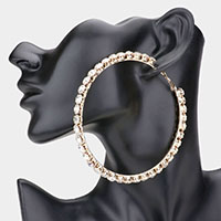 Round Crystal Embellished Hoop Earrings