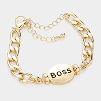 BOSS Metal Oval Message Charm Bracelet