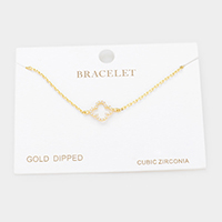 Gold Dipped CZ Quatrefoil Charm Bracelet