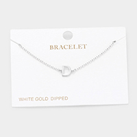 -D- White Gold Dipped Metal Monogram Charm Bracelet