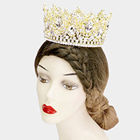 Marquise Teardrop Stone Accented Leaf Detail Queen Tiara