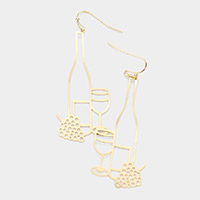 Brass Metal Grape Champagne Dangle Earrings