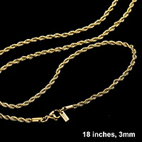 18 INCH, 3mm Stainless Steel Metal Chain Necklace