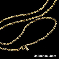 24 INCH, 3mm Stainless Steel Metal Chain Necklace