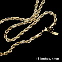 18 INCH, 4mm Stainless Steel Metal Chain Necklace