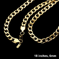 18 INCH, 6mm Stainless Steel Metal Chain Necklace