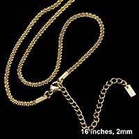16 INCH, 2mm Stainless Steel Metal Chain Necklace