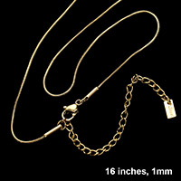 16 INCH, 1mm Stainless Steel Metal Chain Necklace