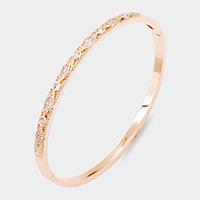 Rose Gold Plated CZ Embellished Bangle Evening Bracelet