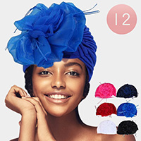 12PCS - Flower Accented Turban Hats