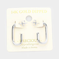 14K White Gold Dipped Oval Metal Hoop Earrings