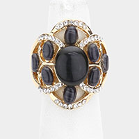 Oval Stone Embellished Stretch Ring