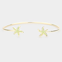 Seed Bead Embellished Metal Starfish Tip Cuff Bracelet