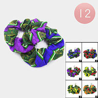 12 Set of 2 - Abstract Patten Printed Burnout Scrunchies Hair Bands