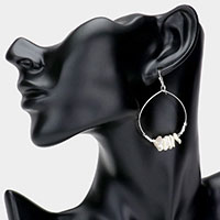 Freshwater Pearl Accented Open Metal Circle Dangle Earrings