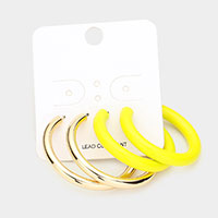 2Pairs - Colored Metal Half Hoop Earrings