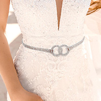 Double Open Circle Accented Rhinestone Pave Belt