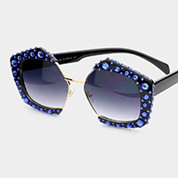 Bling Stone Embellished Angled Sunglasses
