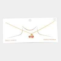Gold Dipped CZ Cherry Pendant Necklace