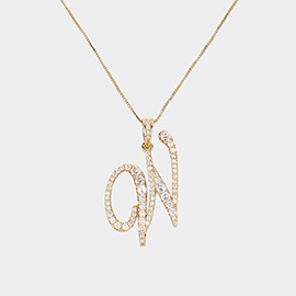 -W- CZ Monogram Pendant Necklace