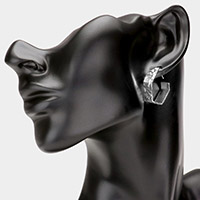 Hammered Metal Hexagon Hoop Earrings