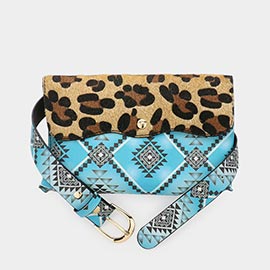 Leopard Patterned Faux Leather Fanny Pack / Belt / Crossbody Bag