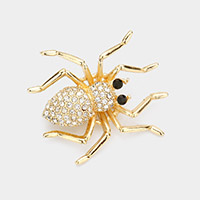 Stone Embellished Spider Pin Brooch