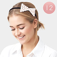 12PCS - Pearl Stone Bow Headbands