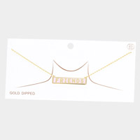 FRIENDS Gold Dipped Enamel Rectangle Message Pendant Necklace