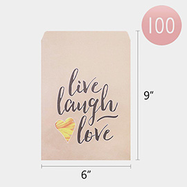 100PCS - Live Laugh Love Message Heart Gift Paper Bag Set