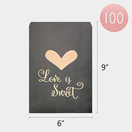 100PCS - Love is Sweet Message Heart Gift Paper Bag Set