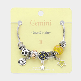 Gemini Zodiac Sign Constellation Multi Bead Charm Bracelet