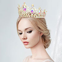 Oval Crystal Accented Pageant Crown Tiara