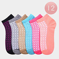 12Pairs - Crisscross Patterned Socks