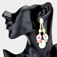 Oval Stone Accented Evening Earrings