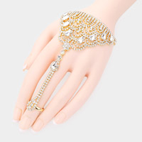 Teardrop Stone Accented Hand Chain Evening Bracelet