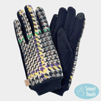 Houndstooth Patterned Smart Gloves