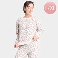 Leopard Patterned Soft Loungewear Sweater Top