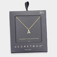 -A- Secret Box _ 14K Gold Dipped CZ Monogram Pendant Necklace