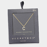 -C- Secret Box _ 14K Gold Dipped CZ Monogram Pendant Necklace
