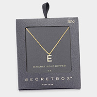 -E- Secret Box _ 14K Gold Dipped CZ Monogram Pendant Necklace
