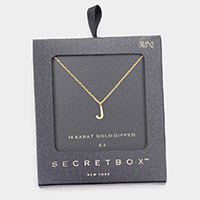 -J- Secret Box _ 14K Gold Dipped CZ Monogram Pendant Necklace